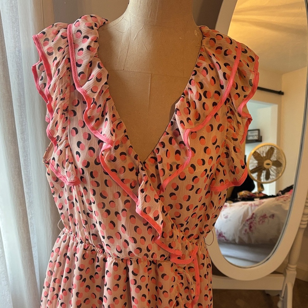H&M Coral Ruffled Mini Dress with Polka Dots - Picture 4 of 4